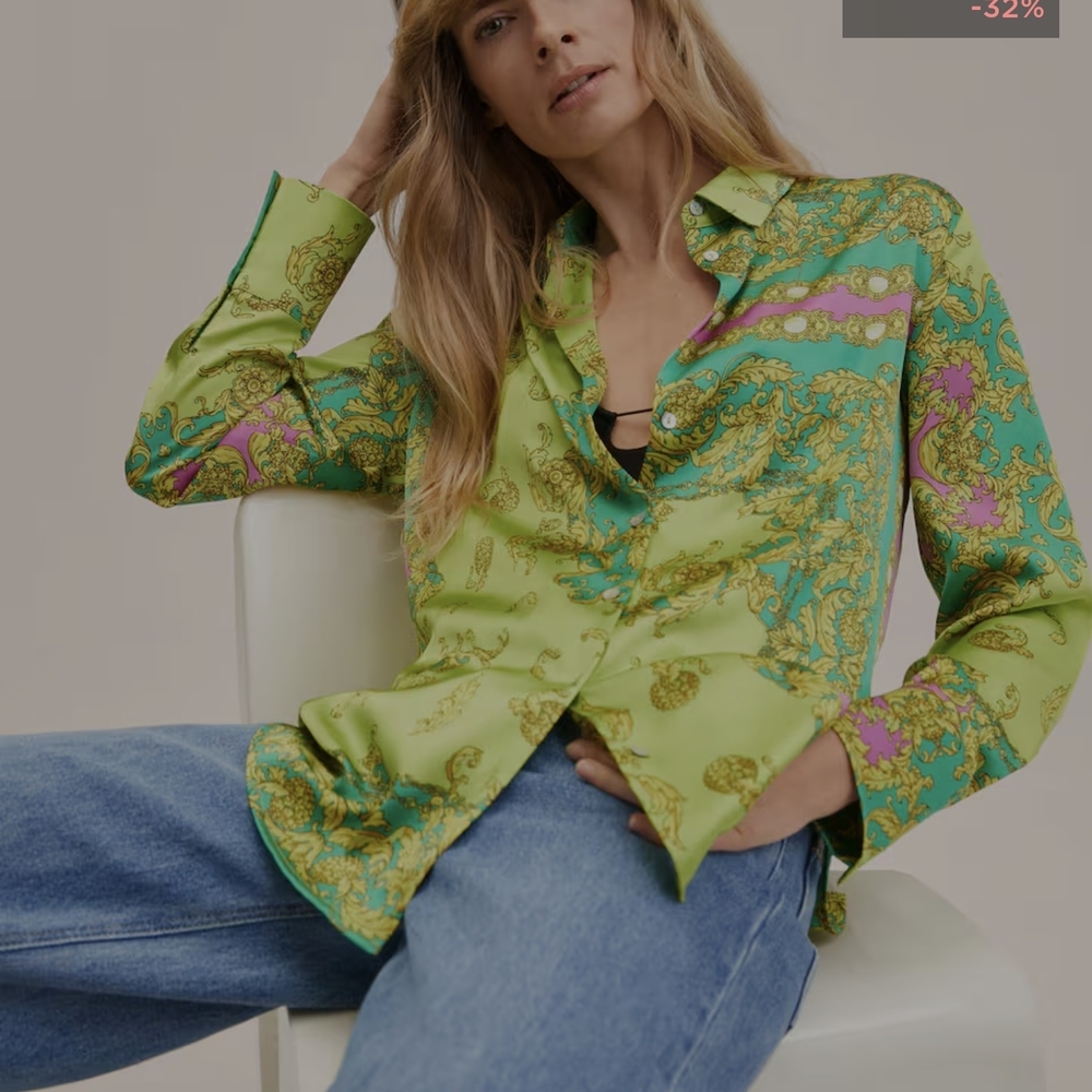 Mango Green Button Down Shirt